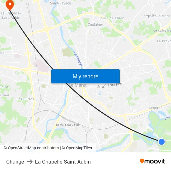 Changé to La Chapelle-Saint-Aubin map