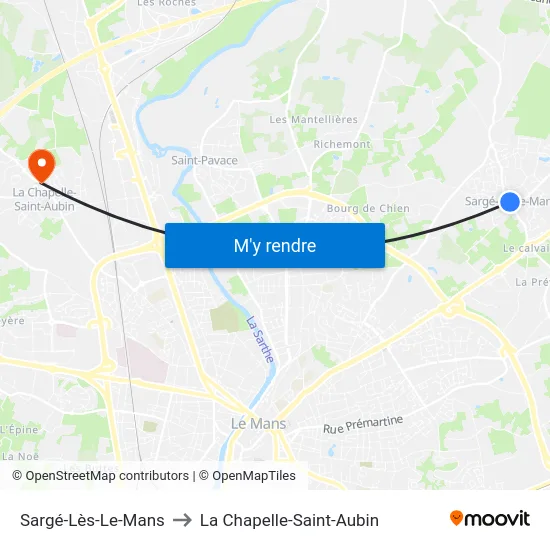 Sargé-Lès-Le-Mans to La Chapelle-Saint-Aubin map