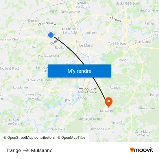 Trangé to Mulsanne map