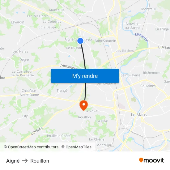 Aigné to Rouillon map