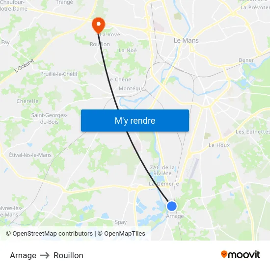 Arnage to Rouillon map
