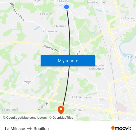 La Milesse to Rouillon map