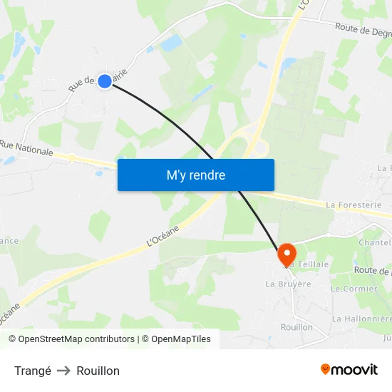 Trangé to Rouillon map