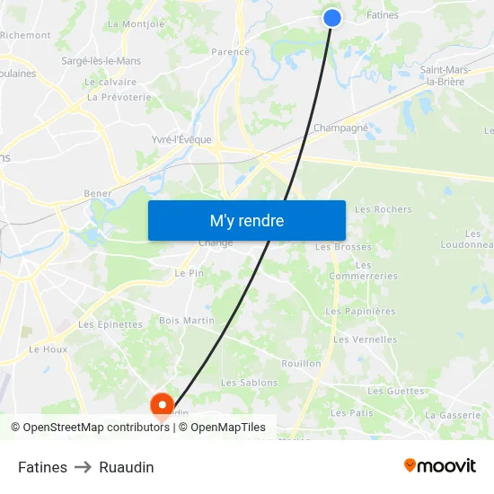 Fatines to Ruaudin map