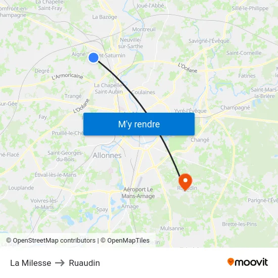 La Milesse to Ruaudin map