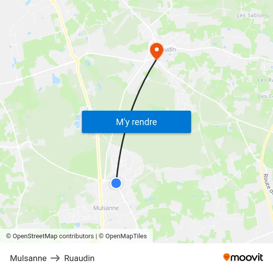 Mulsanne to Ruaudin map