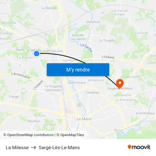 La Milesse to Sargé-Lès-Le-Mans map
