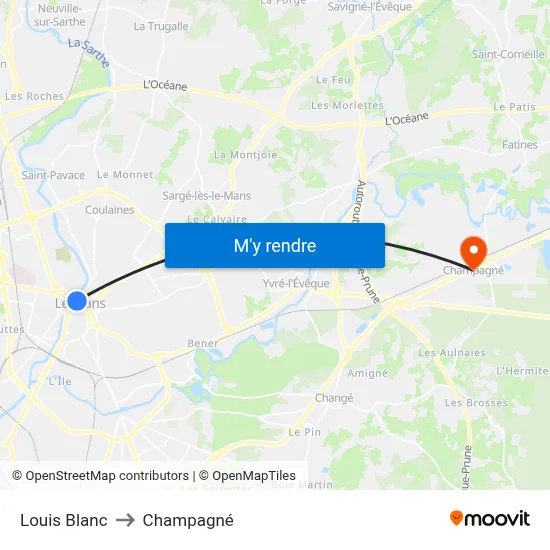 Louis Blanc to Champagné map