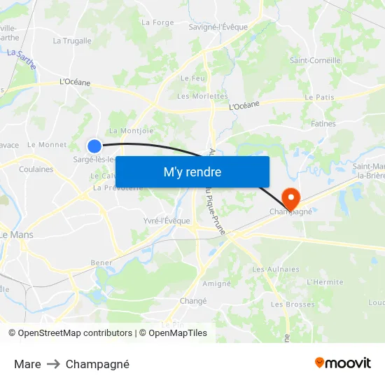 Mare to Champagné map