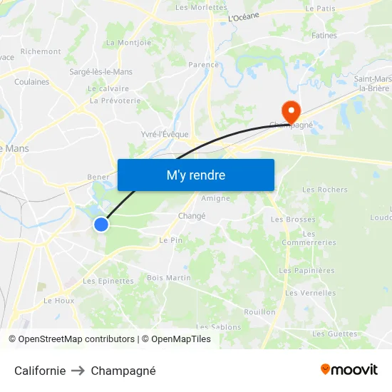 Californie to Champagné map