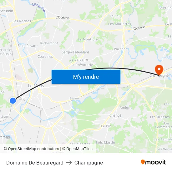 Domaine De Beauregard to Champagné map