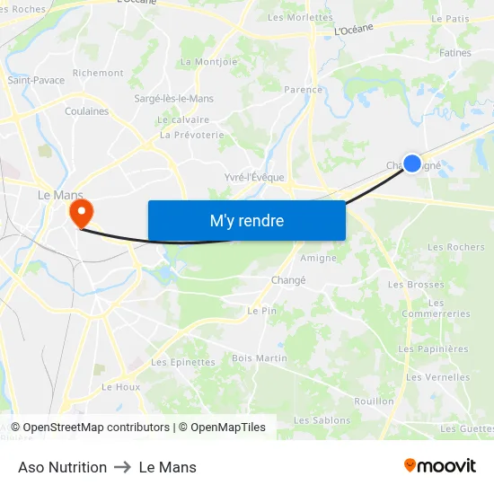 Aso Nutrition to Le Mans map