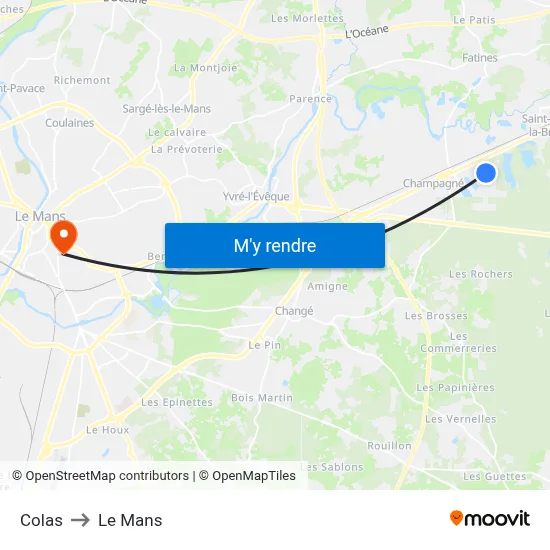 Colas to Le Mans map