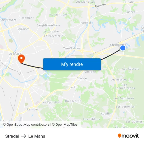 Stradal to Le Mans map