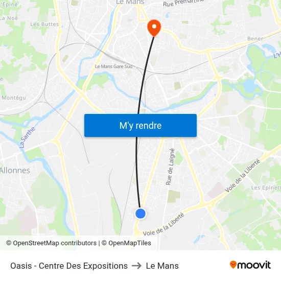 Oasis - Centre Des Expositions to Le Mans map
