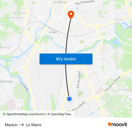 Madon to Le Mans map