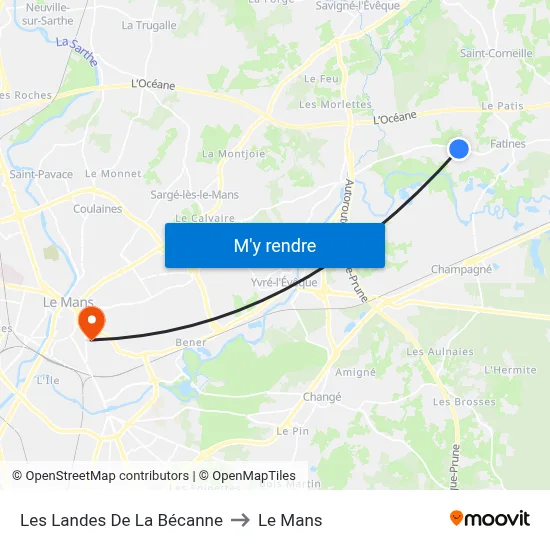 Les Landes De La Bécanne to Le Mans map