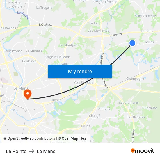 La Pointe to Le Mans map