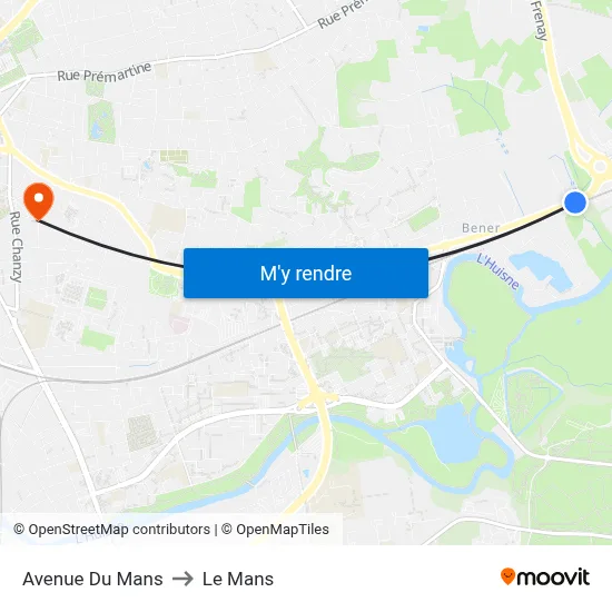 Avenue Du Mans to Le Mans map