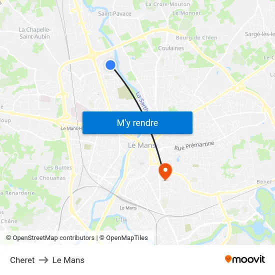 Cheret to Le Mans map