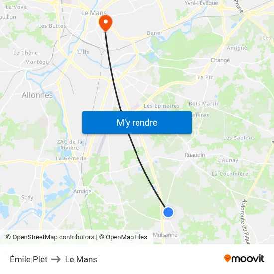 Émile Plet to Le Mans map
