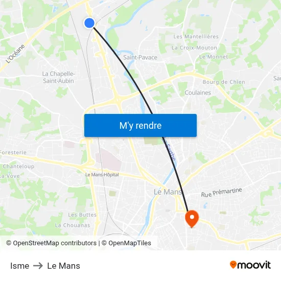Isme to Le Mans map