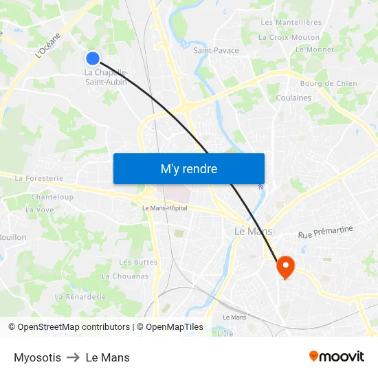 Myosotis to Le Mans map