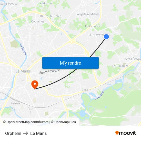 Orphelin to Le Mans map