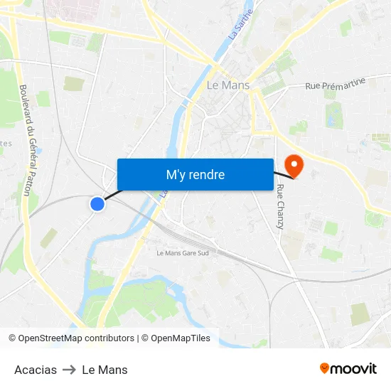 Acacias to Le Mans map