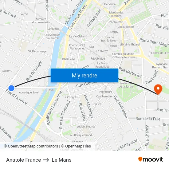 Anatole France to Le Mans map