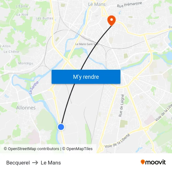 Becquerel to Le Mans map