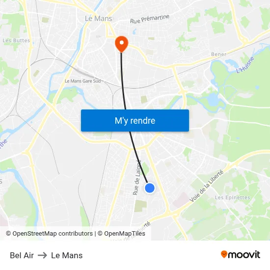 Bel Air to Le Mans map