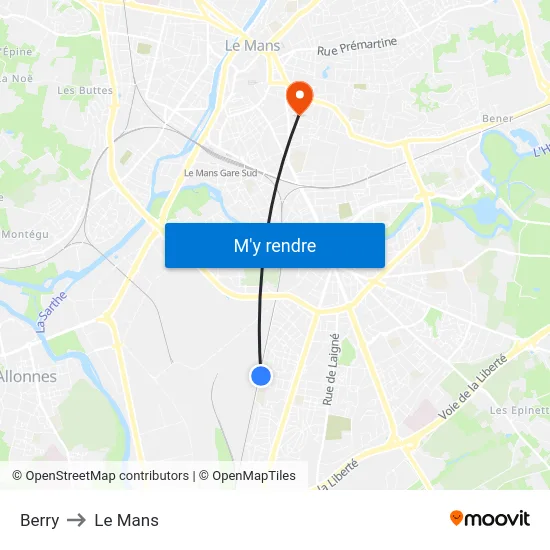 Berry to Le Mans map