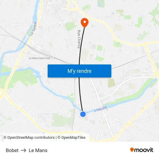 Bobet to Le Mans map