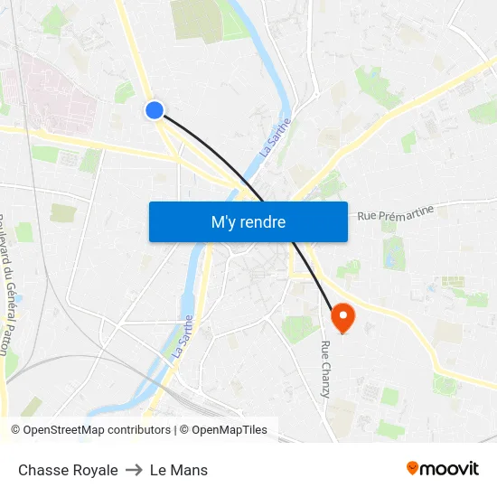 Chasse Royale to Le Mans map