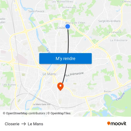 Closerie to Le Mans map