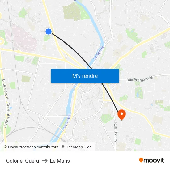 Colonel Quéru to Le Mans map