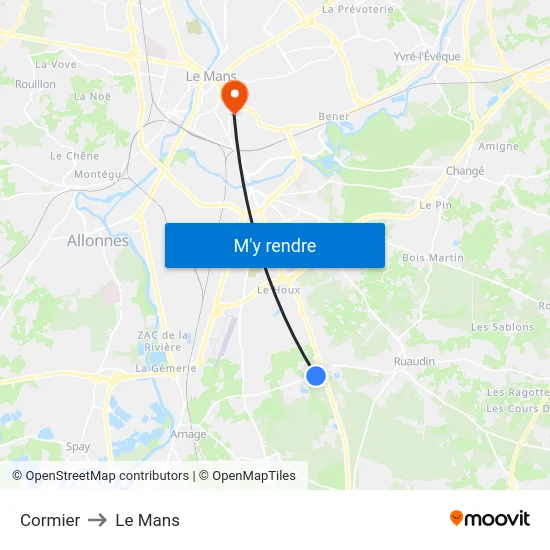 Cormier to Le Mans map