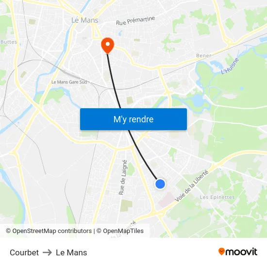 Courbet to Le Mans map