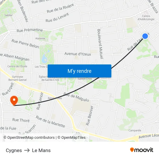 Cygnes to Le Mans map