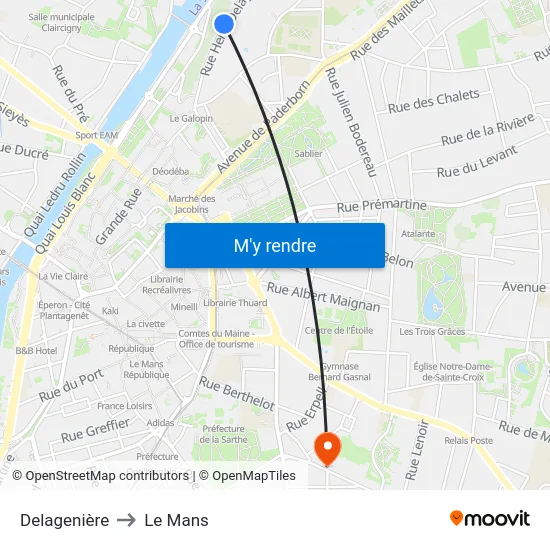 Delagenière to Le Mans map