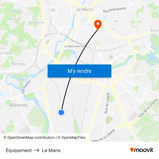 Équipement to Le Mans map
