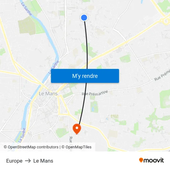 Europe to Le Mans map