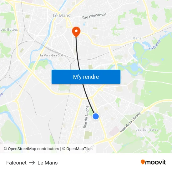 Falconet to Le Mans map