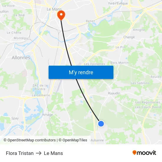 Flora Tristan to Le Mans map