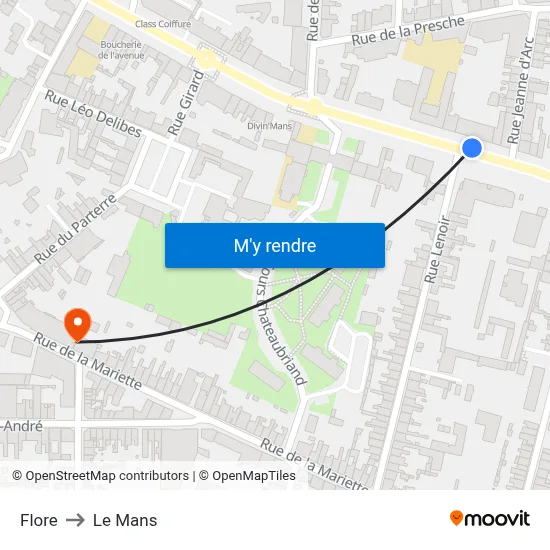 Flore to Le Mans map