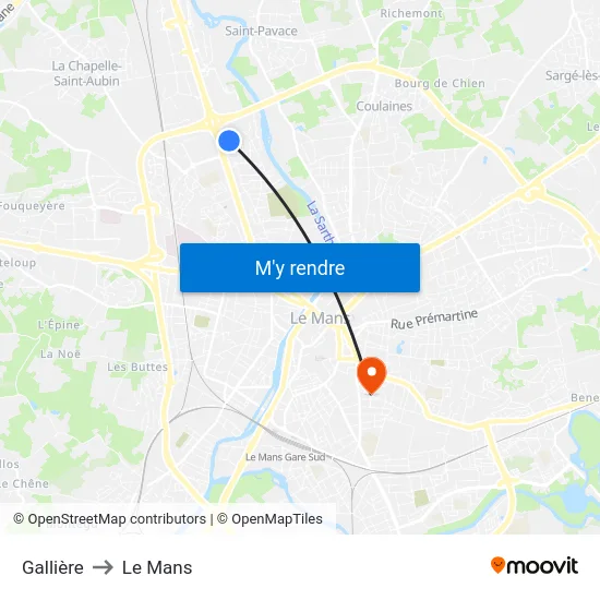 Gallière to Le Mans map