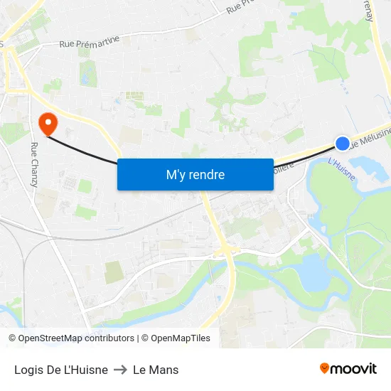Logis De L'Huisne to Le Mans map