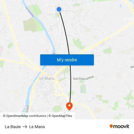 La Baule to Le Mans map