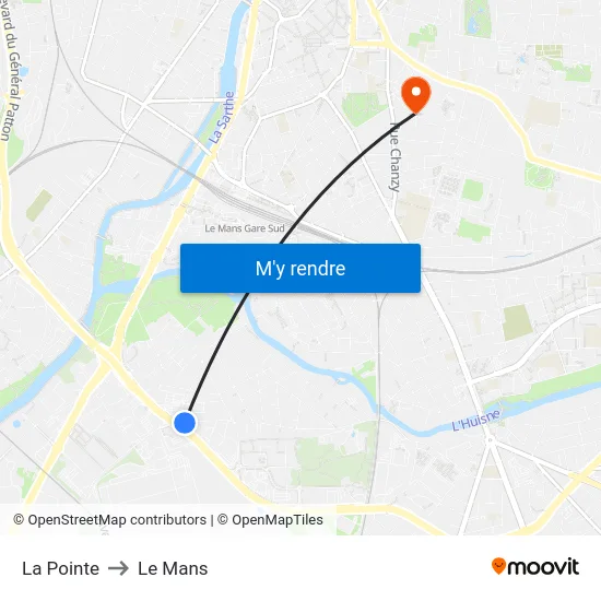 La Pointe to Le Mans map